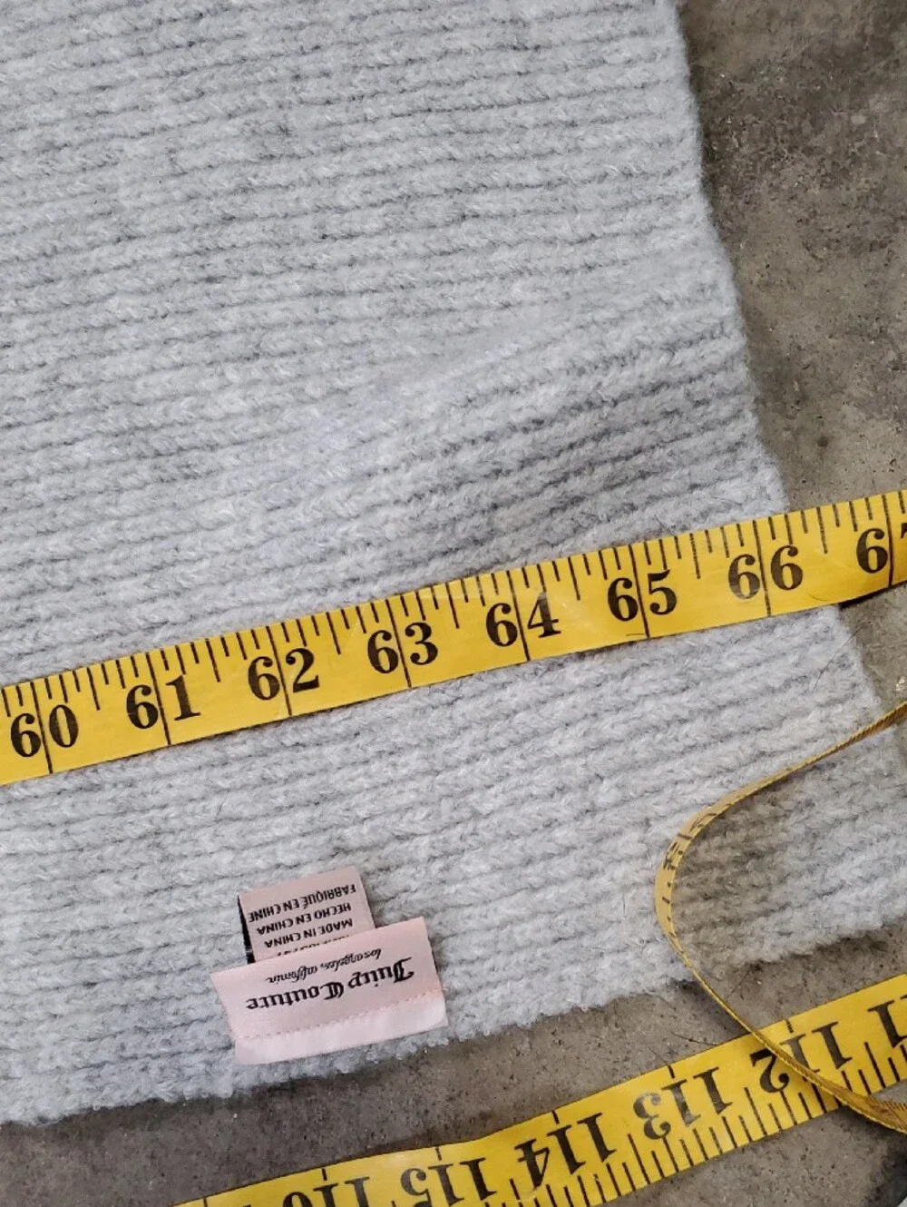 Juicy Couture Cozy Soft Light Gray Ribbed Knit Scarf